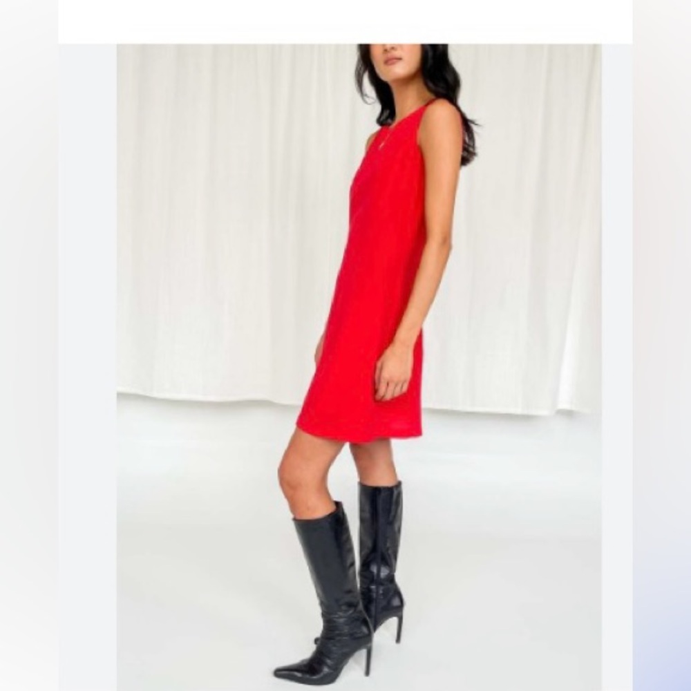 HUGO BUSCATI SZ 10 Red Satin Sleeveless Dress,WOW - Picture 2 of 10
